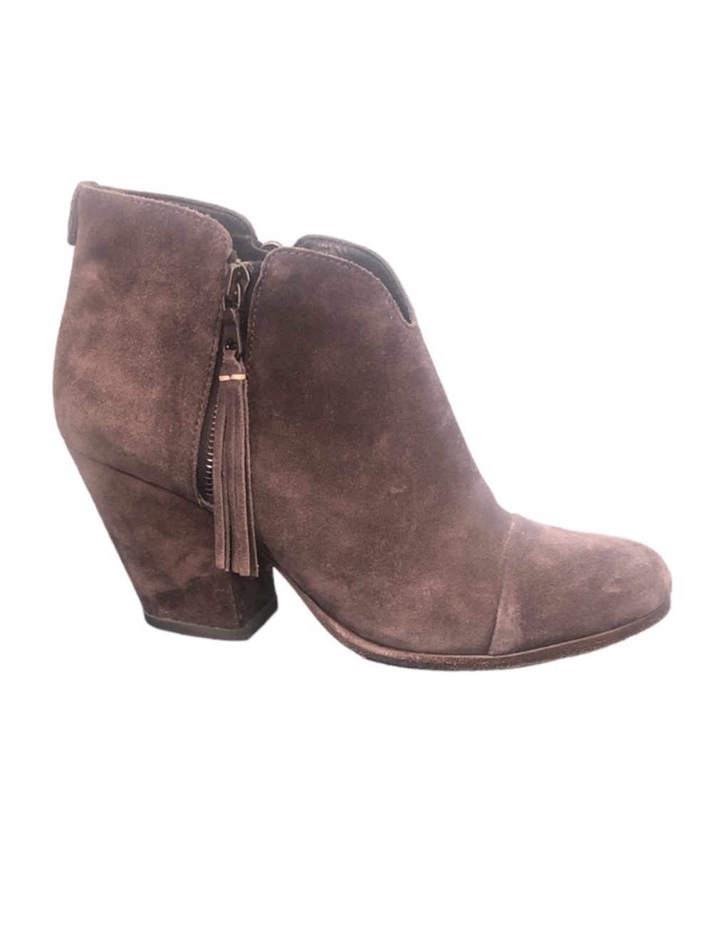 Rag & Bone Gray Leather Tassel Side-Zip Ankle Bootie Size 40 (10)